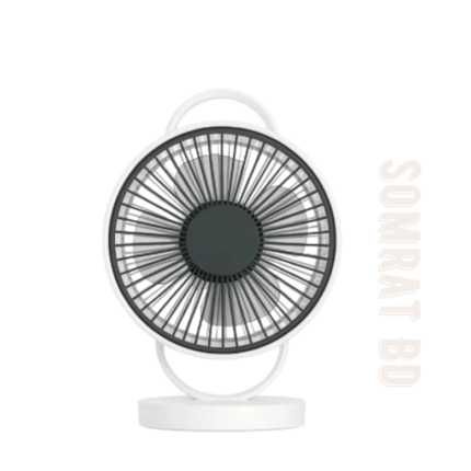YAGE YG 7999 Rechargeable 8 Inch 360° Rotation Fan with LED Light – White Color
